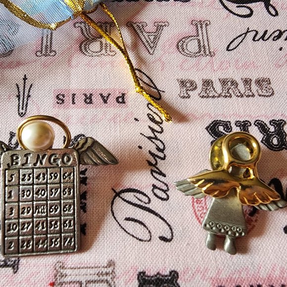 Avon Jewelry - Avon 2 Tone Angel & 2 Tone Bingo Angel Pins